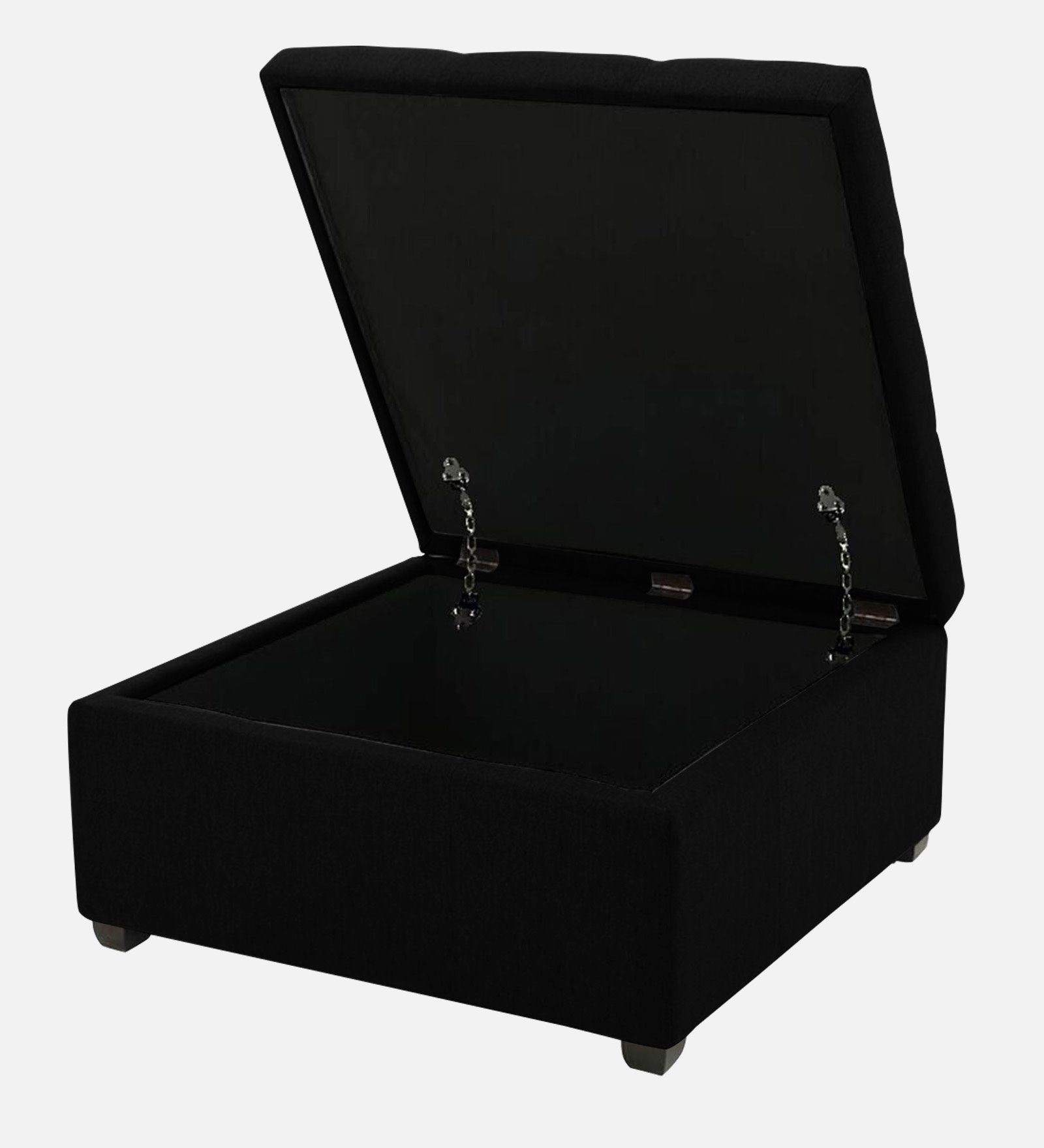 Mubila Fabric Ottoman In Zed Black Colour With Storage