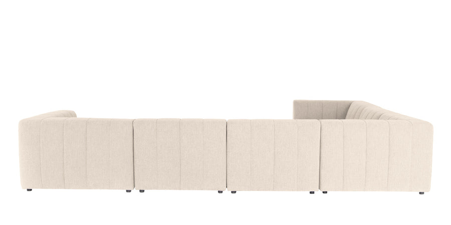 Damo Fabric Lhs 8 Seater Corner Sofa In Ivory Beige Colour - Febonic Living