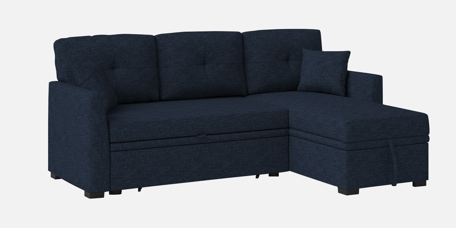 Jody Fabric 3 Seater Pull Out Sofa Cum Bed In Denim Blue Colour