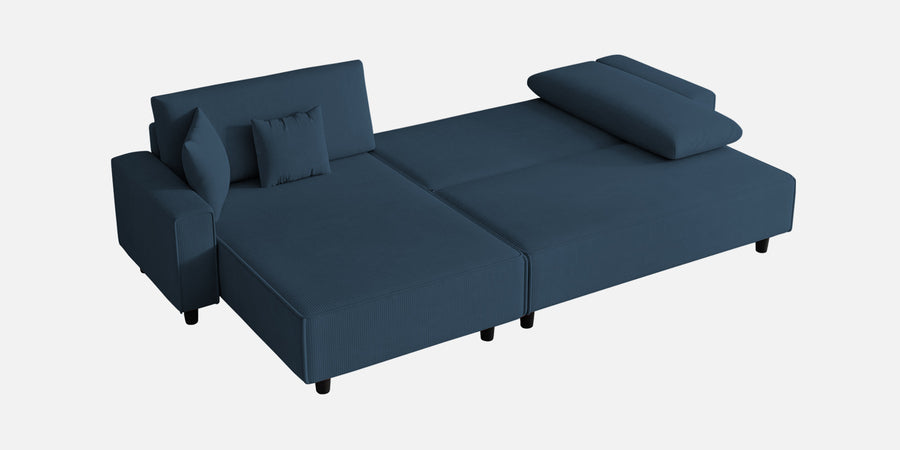 Peach Fabric Rhs 6 Seater Sofa Cum Bed With Storage In Light Blue Colour - Febonic Living