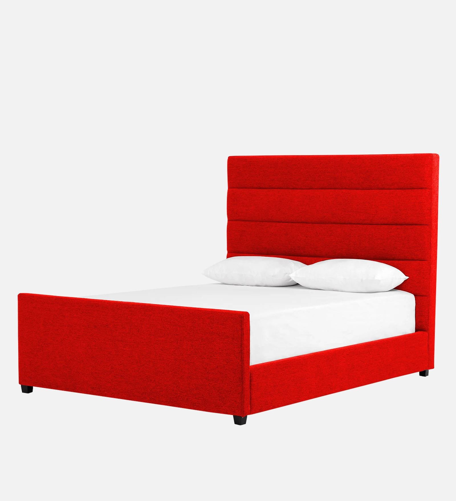 Pollen Fabric Queen Size Bed In Ruby Red Colour