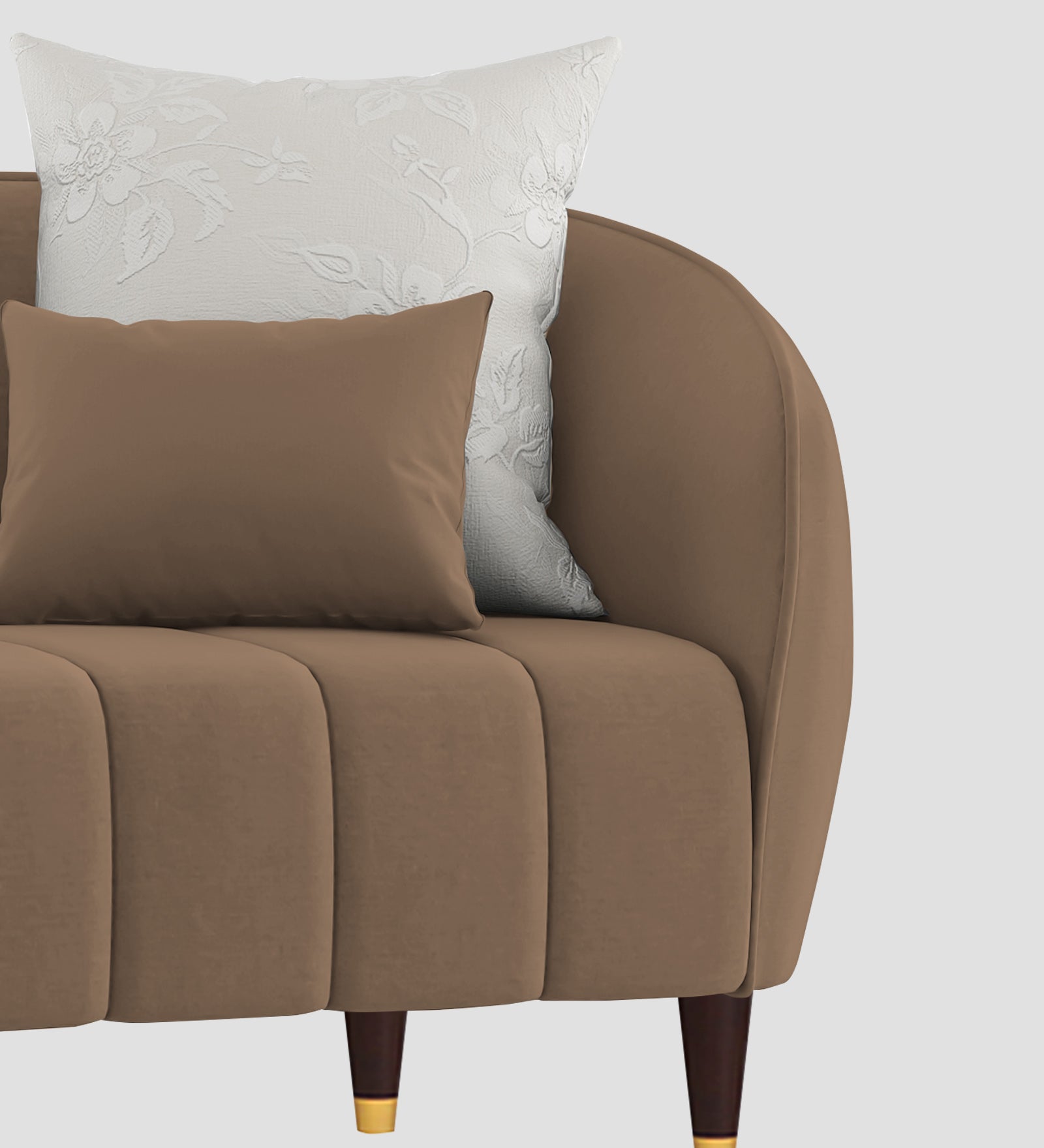 Hairo Velvet 1 Seater Sofa In  Mocha Mouse Colour - Febonic Living