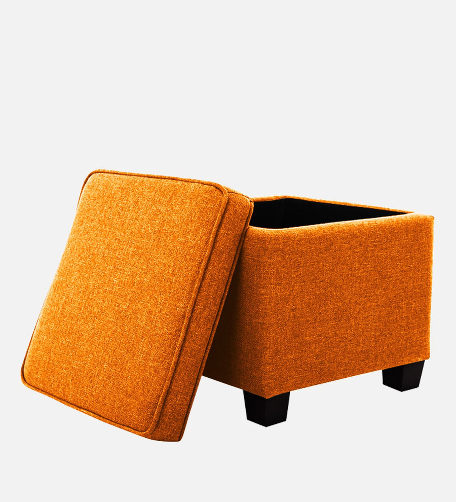 Sudan Fabric Ottoman In Vivid Orange Colour With Storage - Febonic Living