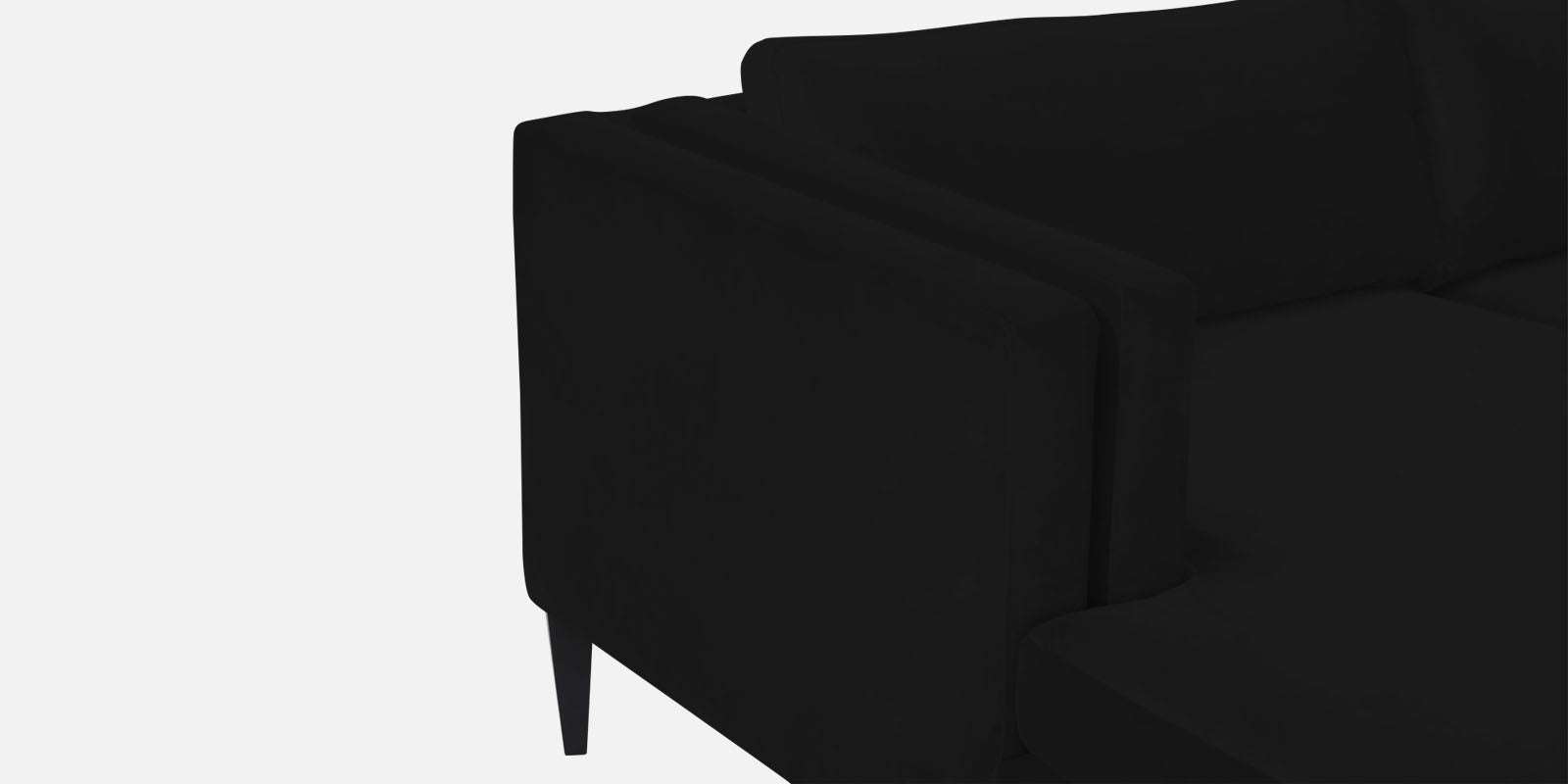 Jasper Velvet LHS Sectional Sofa (3+Lounger) in Adam Black Colour