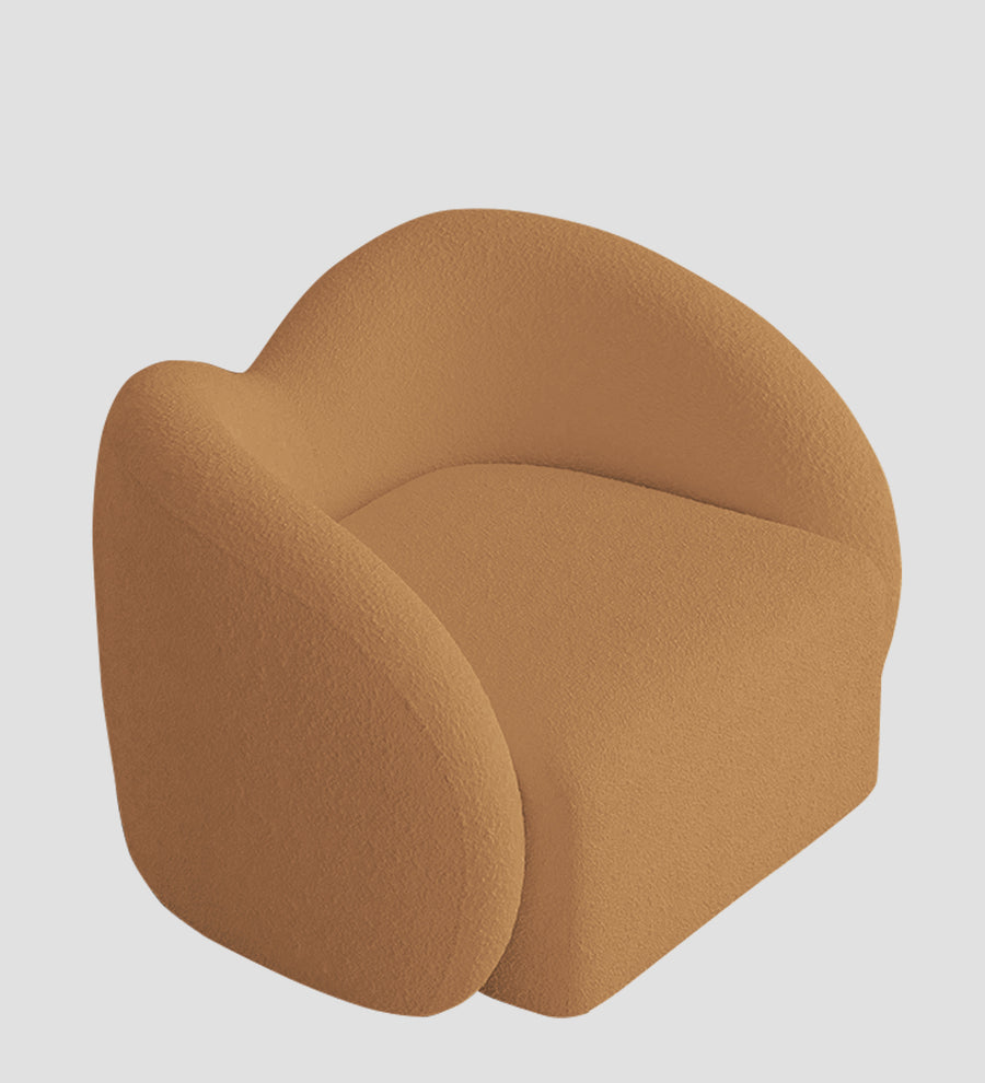 Miles Boucle Fabric Swivel Chair In Daisy Yellow Colour - Febonic Living