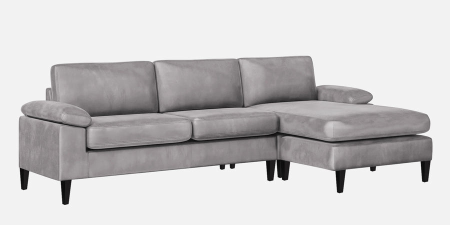Vegas Velvet Lhs Sectional Sofa 3 Lounger In Concrete Grey Colour - Febonic Living
