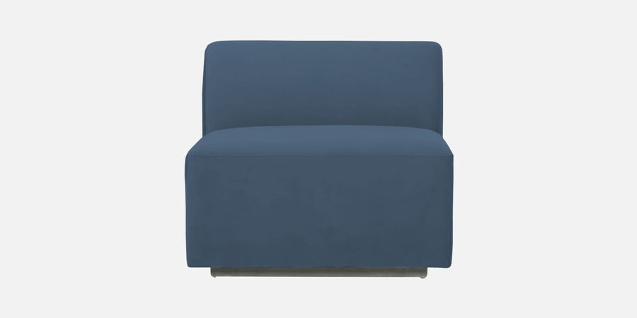 Bufa Velvet Lhs Sectional Sofa In Oxford Blue Colour With Ottoman - Febonic Living