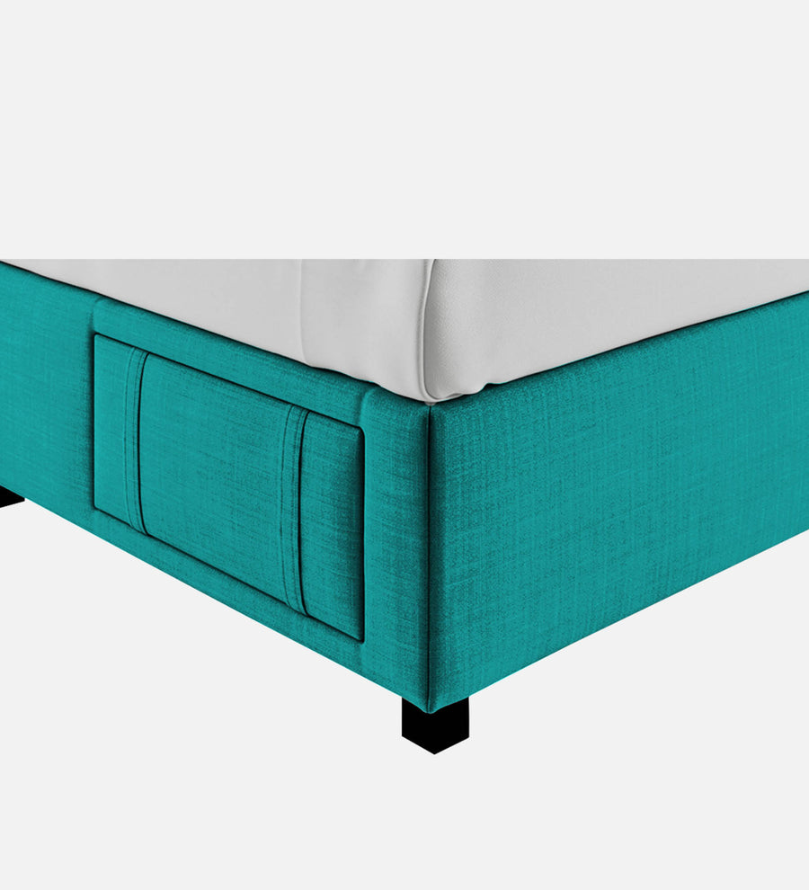 Nivi Fabric Upholstered King Size Bed In Sea Green Colour With Drawer Storage - Febonic Living