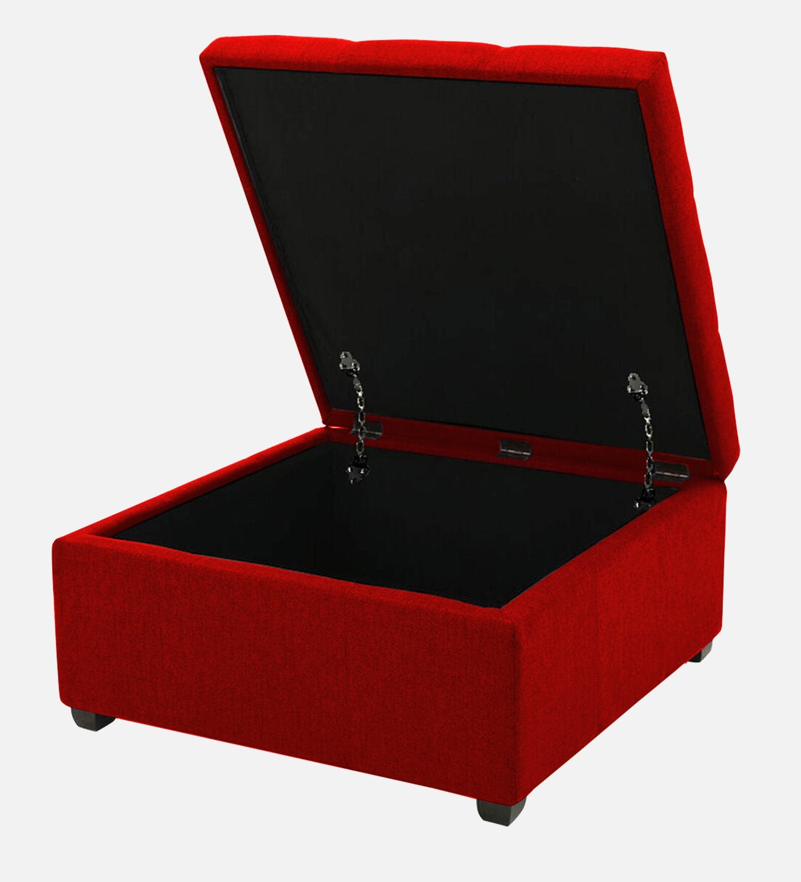 Mubila Fabric Ottoman In Ruby Red Colour With Storage