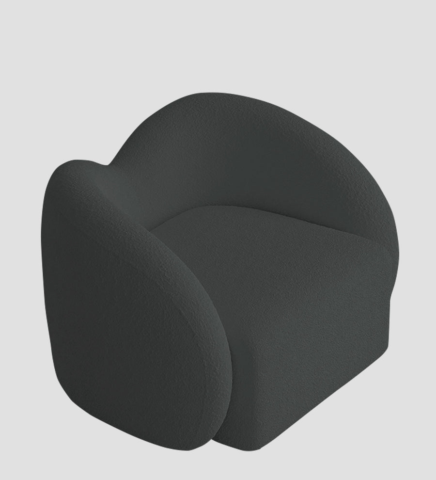 Miles Boucle Fabric Swivel Chair In Shadow Grey Colour - Febonic Living