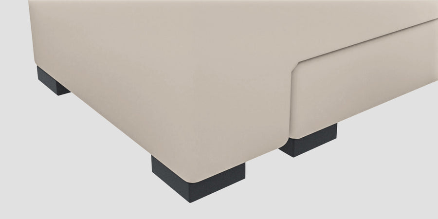 Corby Velvet Lhs 6 Seater Convertible Sofa Cum Bed In Camel Beige Colour - Febonic Living