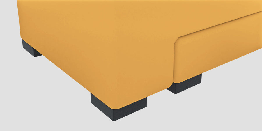 Corby Velvet Lhs 6 Seater Convertible Sofa Cum Bed In Turmeric Yellow Colour - Febonic Living