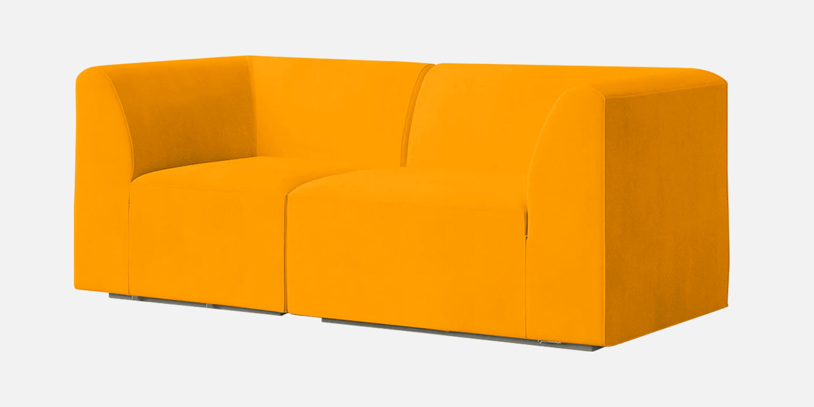 Bufa Velvet 2 Seater Sofa in Saffron yellow Colour With Storage