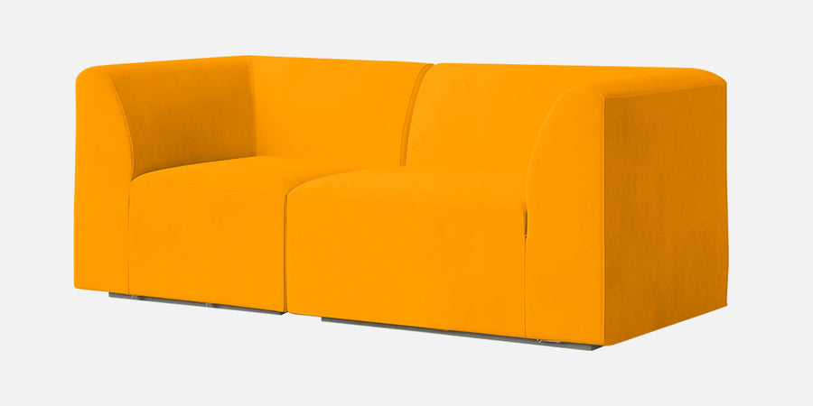 Bufa Velvet 2 Seater Sofa In Saffron Yellow Colour - Febonic Living