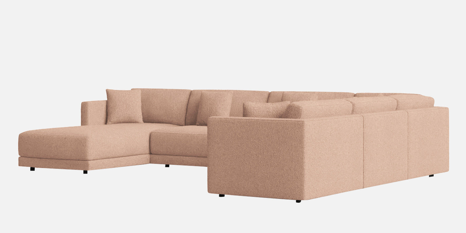 Carlin Fabric RHS 8 Seater Sectional Sofa In Cosmic Beige Colour