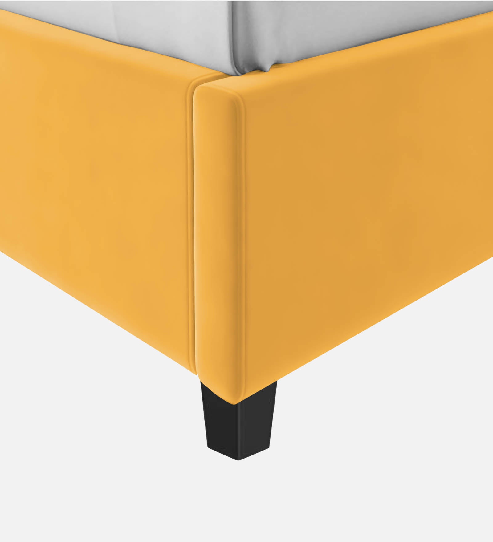 Lara Velvet Single Size Bed In Turmeric Yellow In Colour