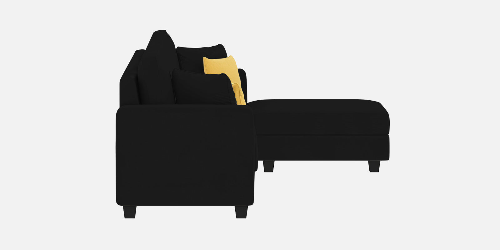 Nabi Fabric LHS Sectional Sofa (3 + Lounger) In Zed Black Colour