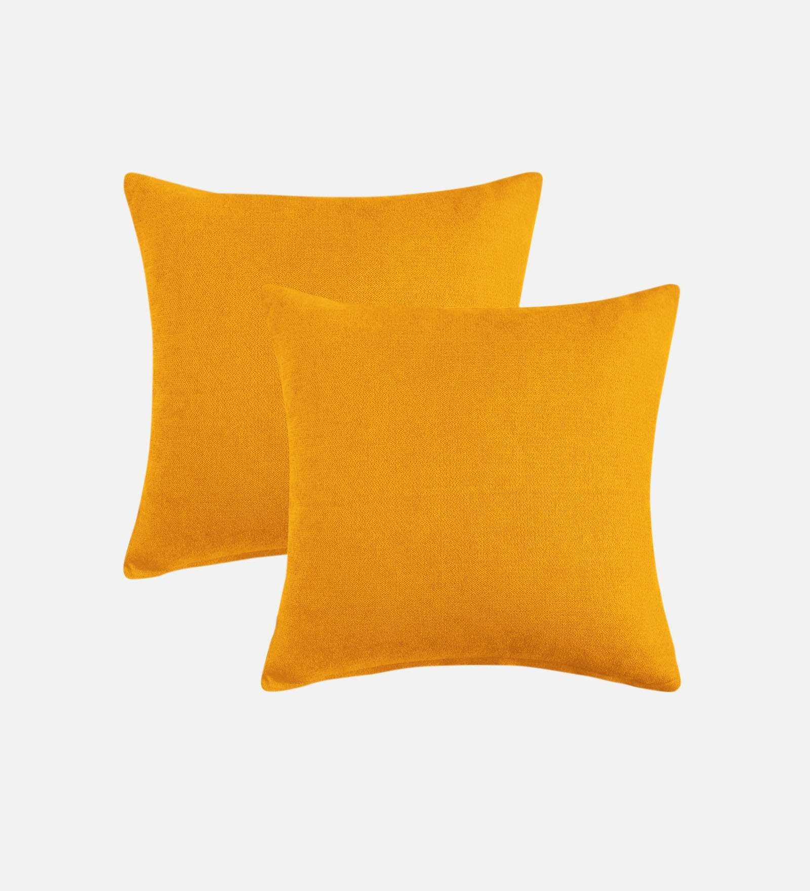 Kaya Sofa Pillows Fabric 20x20 inches  (Pack of 2) In Bold Yellow Colour