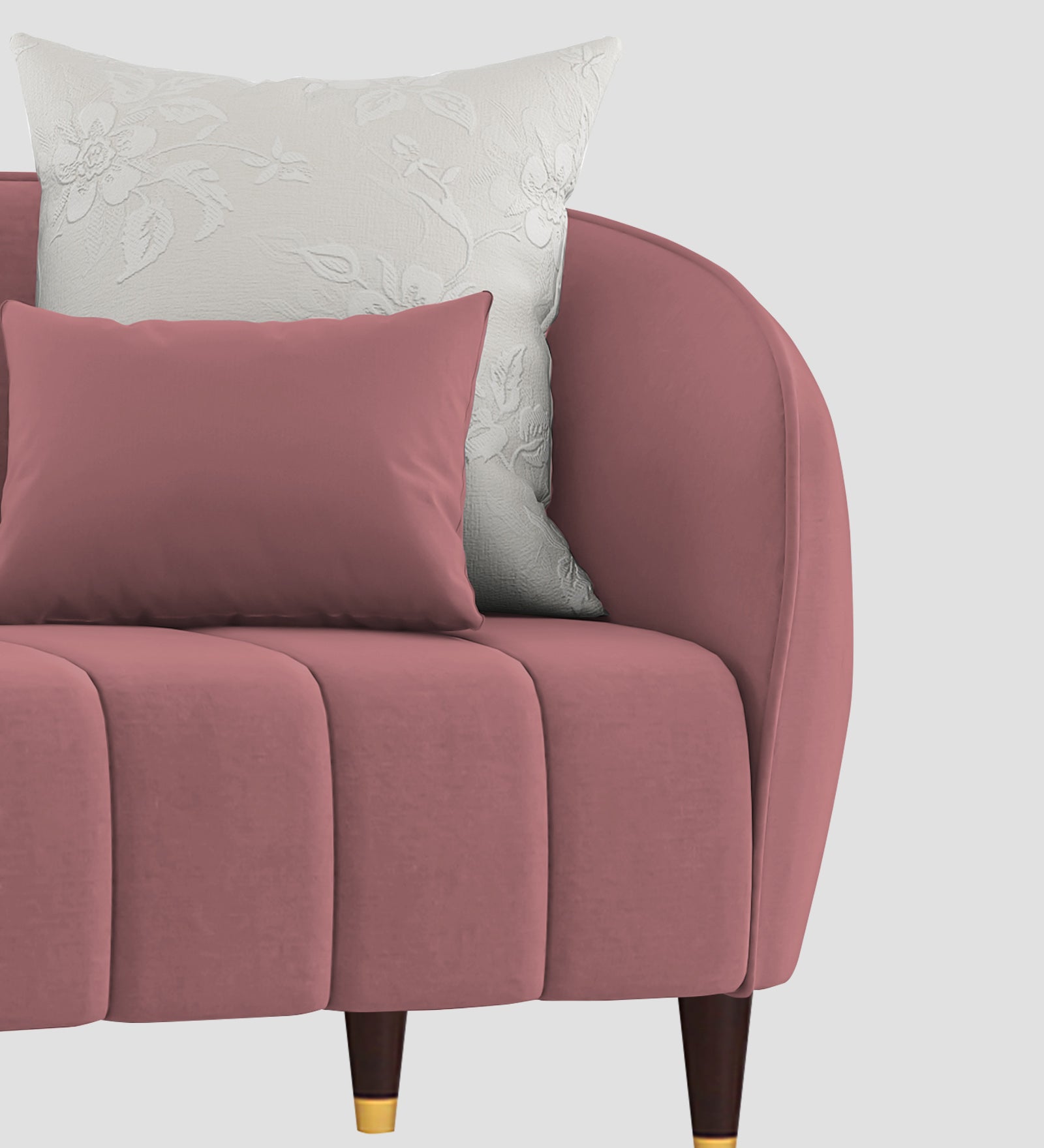 Hairo Velvet 1 Seater Sofa In  Rose Pink Colour - Febonic Living
