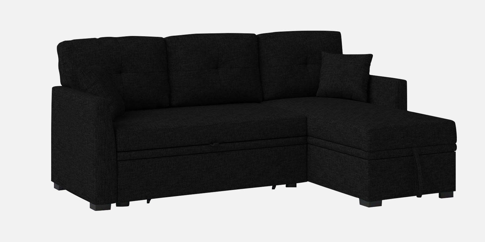 Jody Fabric 3 Seater Pull Out Sofa Cum Bed In Zed Black Colour