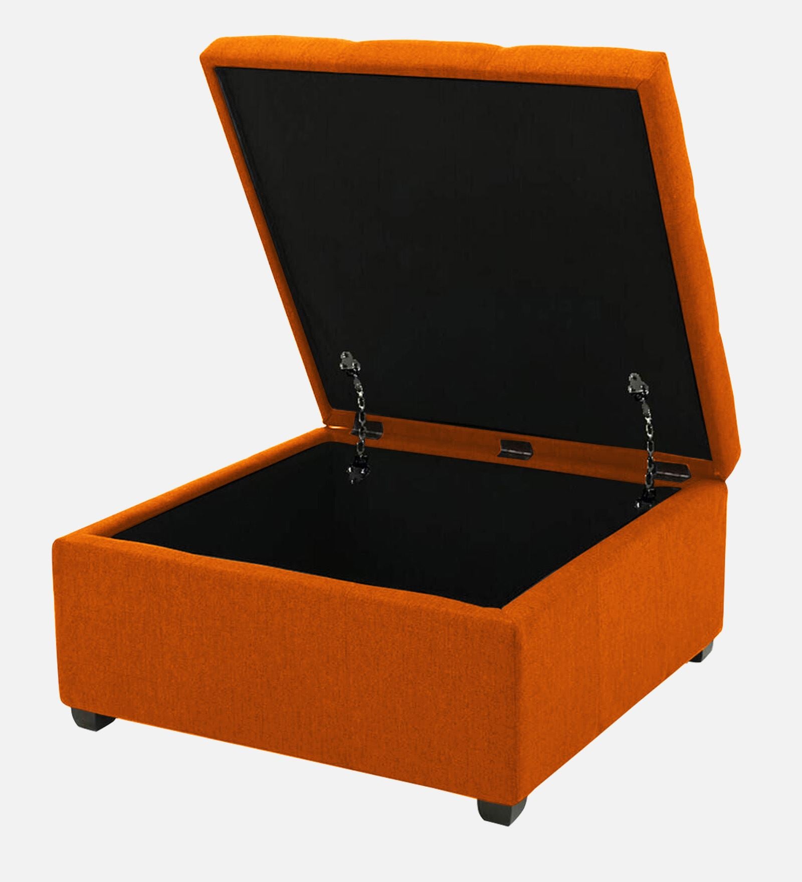 Mubila Fabric Ottoman In Vivid Orange Colour With Storage