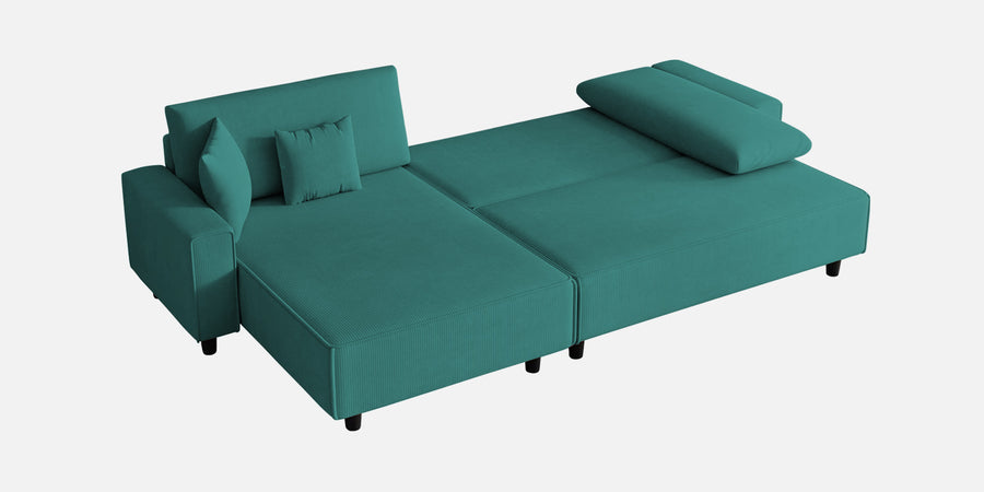 Peach Fabric Rhs 6 Seater Sofa Cum Bed With Storage In Sea Green Colour - Febonic Living