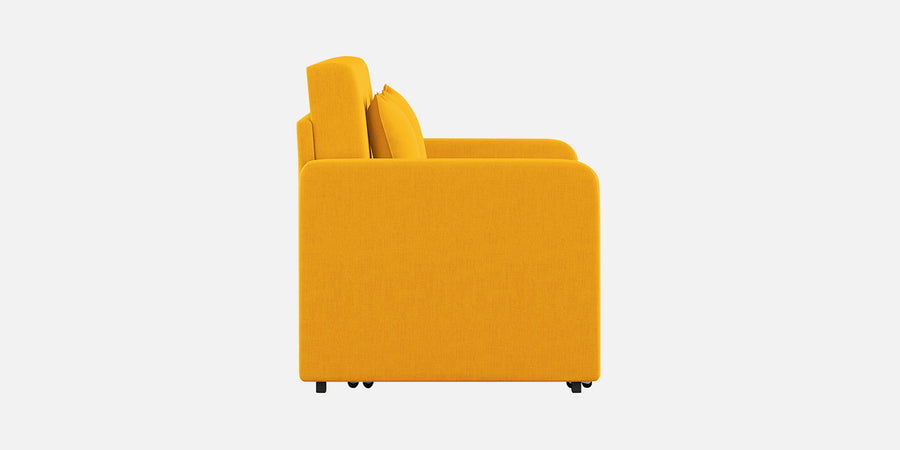 Calra Fabric 3 Seater Pull Out Sofa Cum Bed In Bold Yellow Colour With Storage - Febonic Living