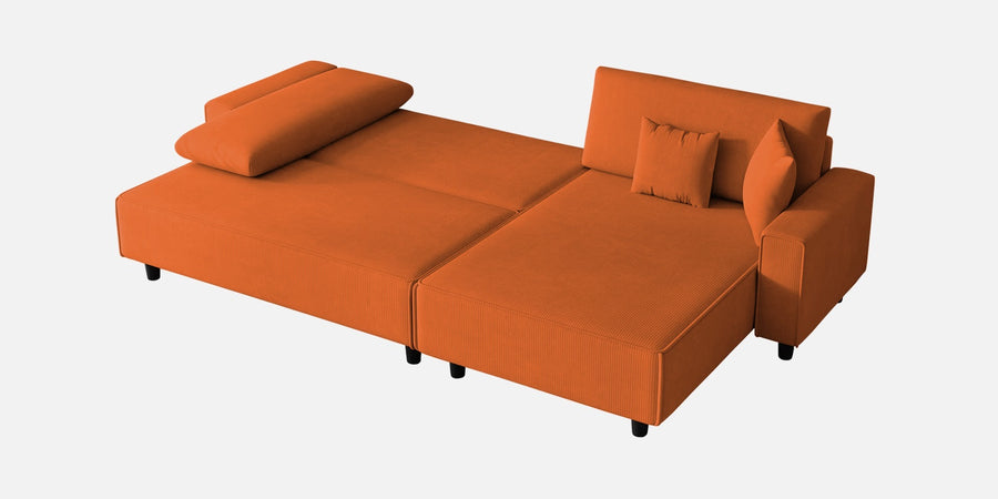 Peach Fabric Lhs 6 Seater Sofa Cum Bed With Storage In Vivid Orange Colour - Febonic Living