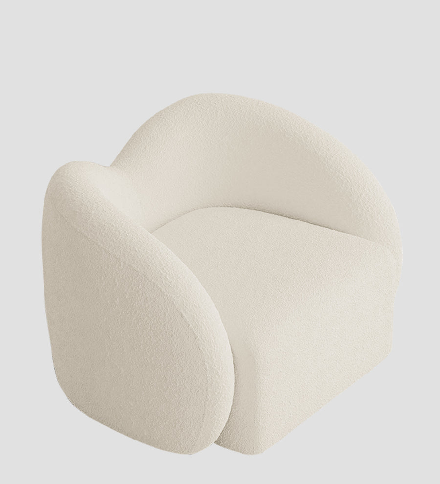 Miles Boucle Fabric Swivel Chair In Shell White Colour - Febonic Living