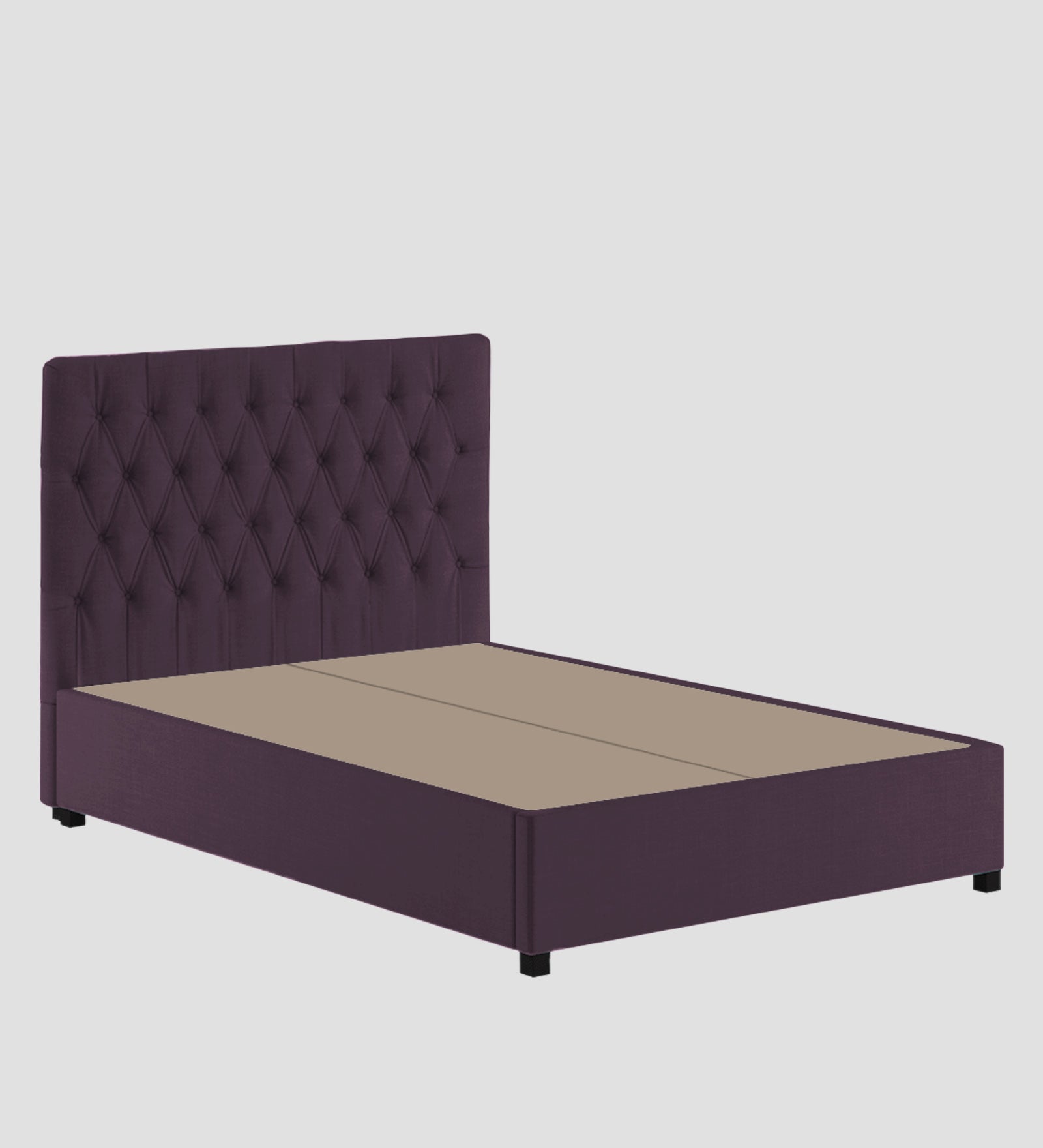 Isko Fabric King Size Bed In Greek Purple Colour With Storage Box - Febonic Living