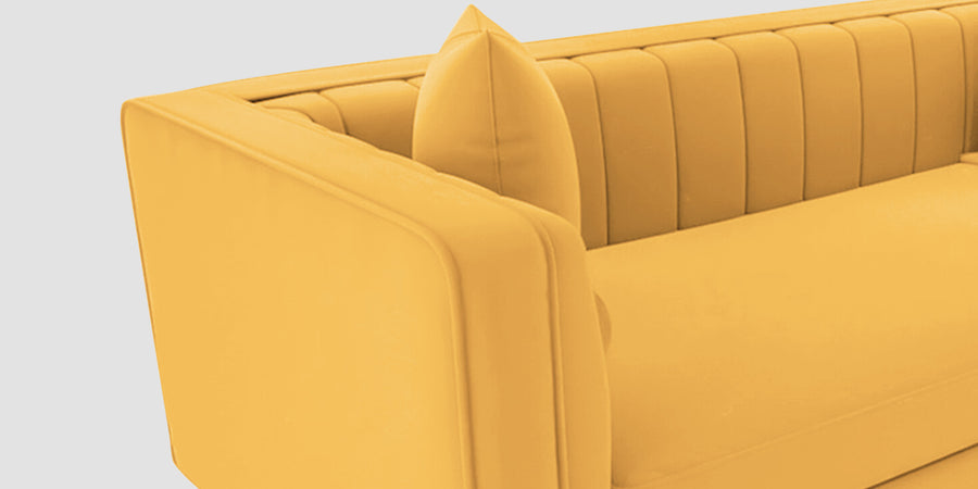 Saban Velvet 3 Seater Sofa In Turmeric Yellow Colour - Febonic Living