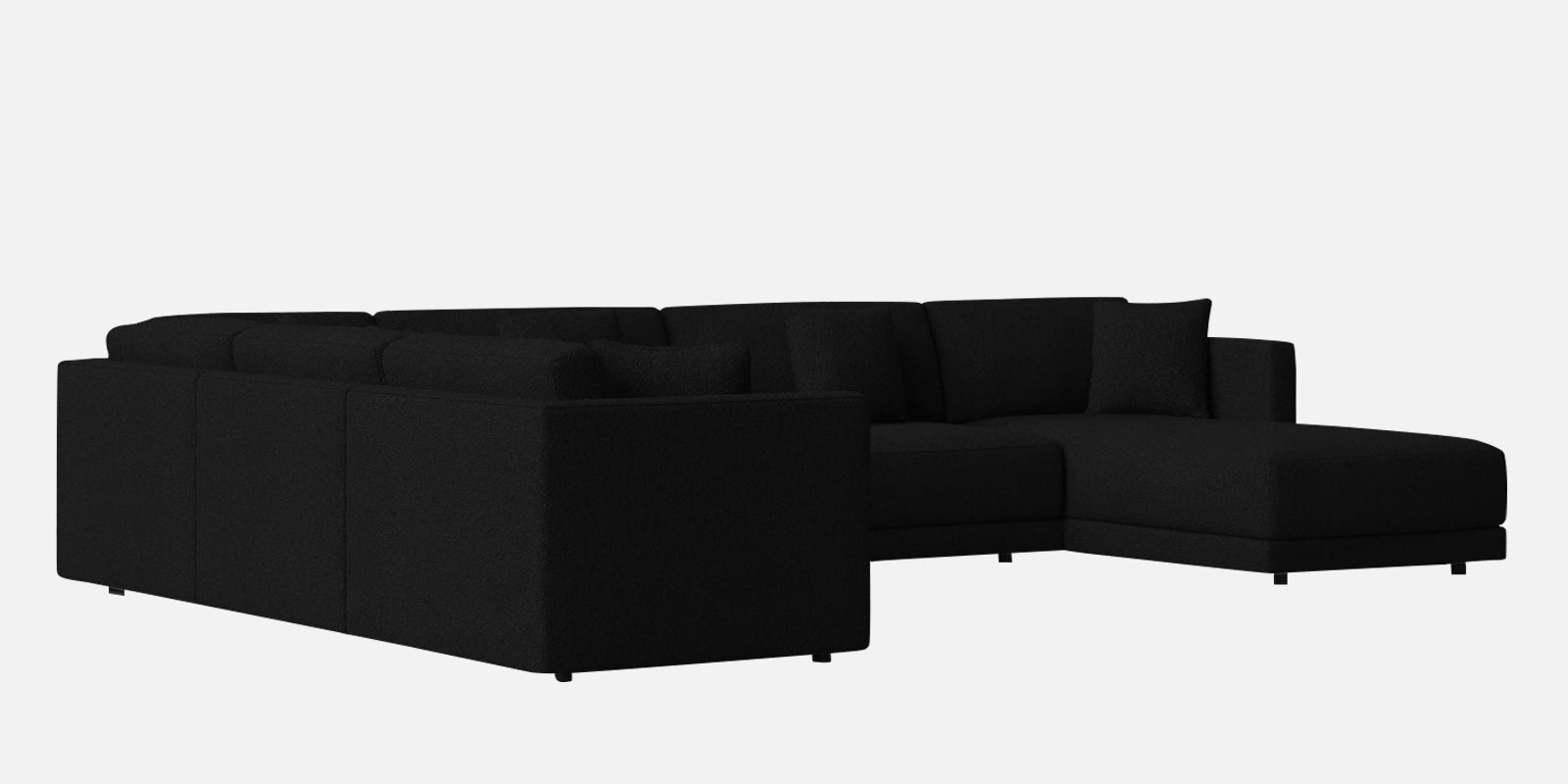 Carlin Fabric LHS 8 Seater Sectional Sofa In Zed Black Colour