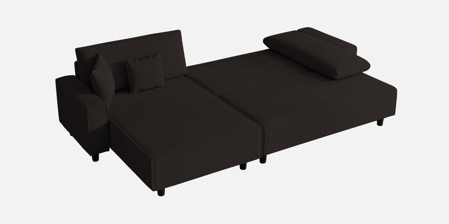 Peach Fabric Rhs 6 Seater Sofa Cum Bed With Storage In Cara Brown Colour - Febonic Living