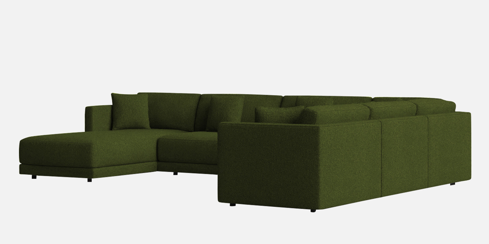 Carlin Fabric RHS 8 Seater Sectional Sofa In Olive Green Colour