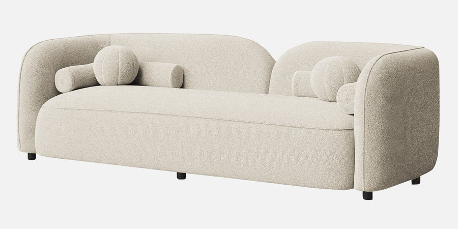 Corny Boucle Fabric 3 Seater Sofa In Shell White Colour - Febonic Living