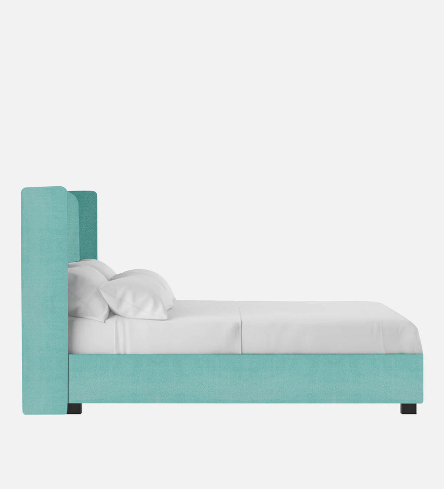 Caliya Velvet Upholstered Queen Size Bed In Barmunda Aqua Colour - Febonic Living