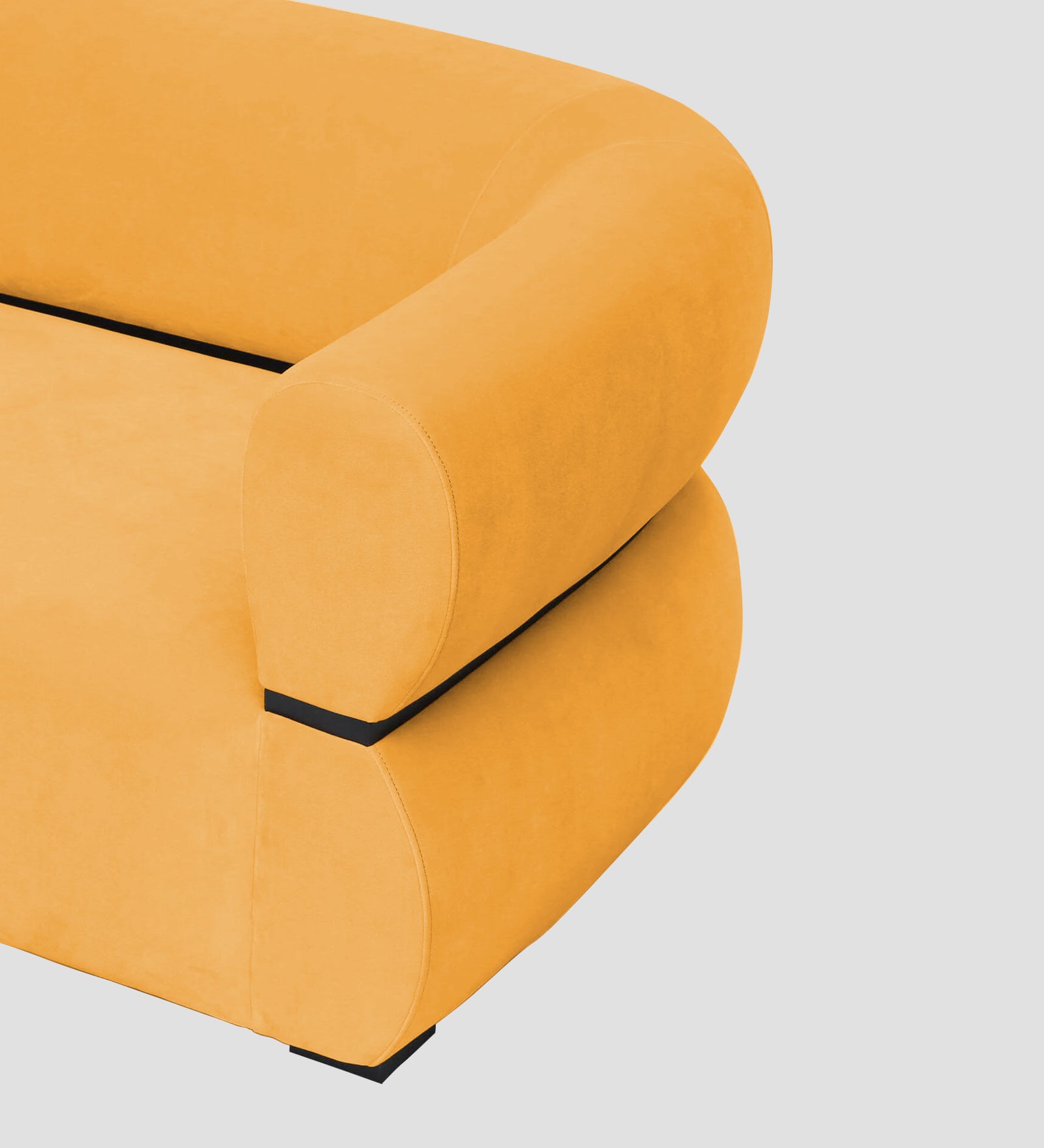 Kula Velvet 1 Seater Sofa In Safforn Yellow Colour