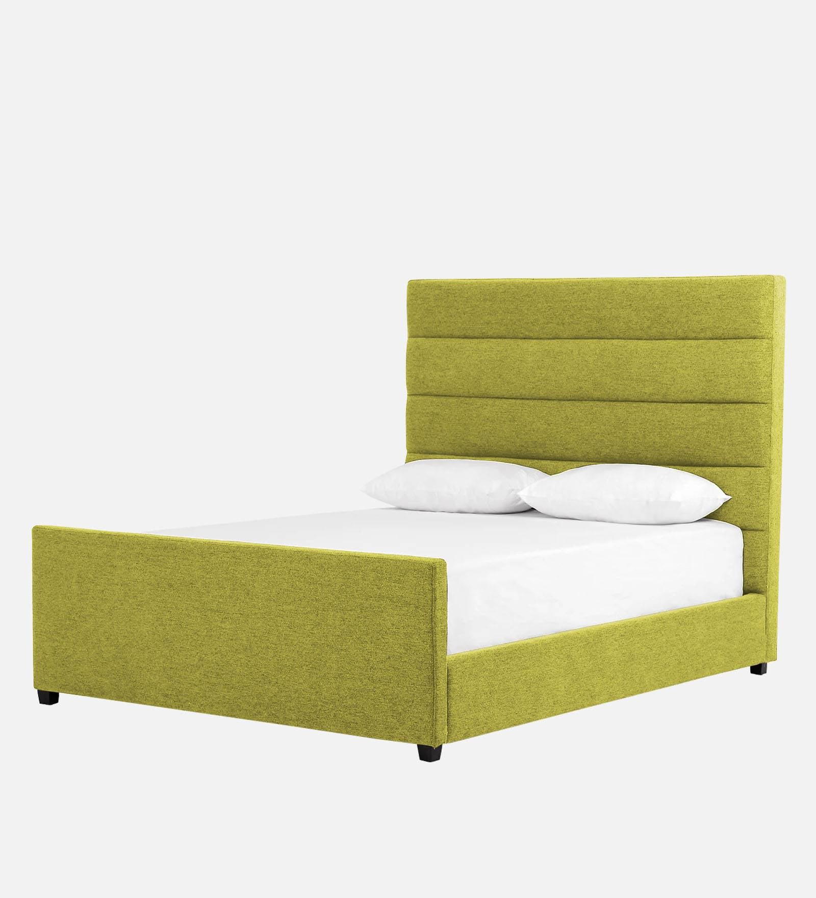 Pollen Fabric Queen Size Bed In Parrot Green Colour