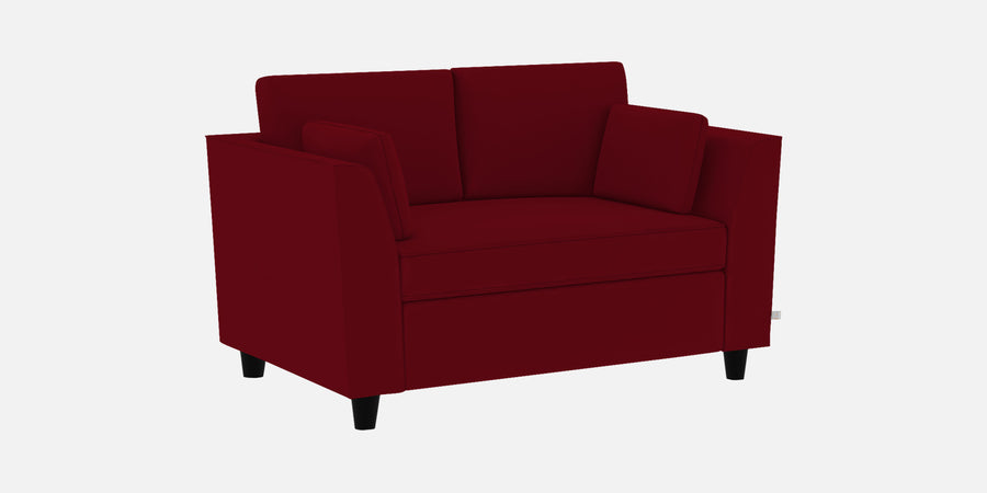 Bristo Velvet 2 Seater Sofa In Cherry Red Colour With Storage - Febonic Living