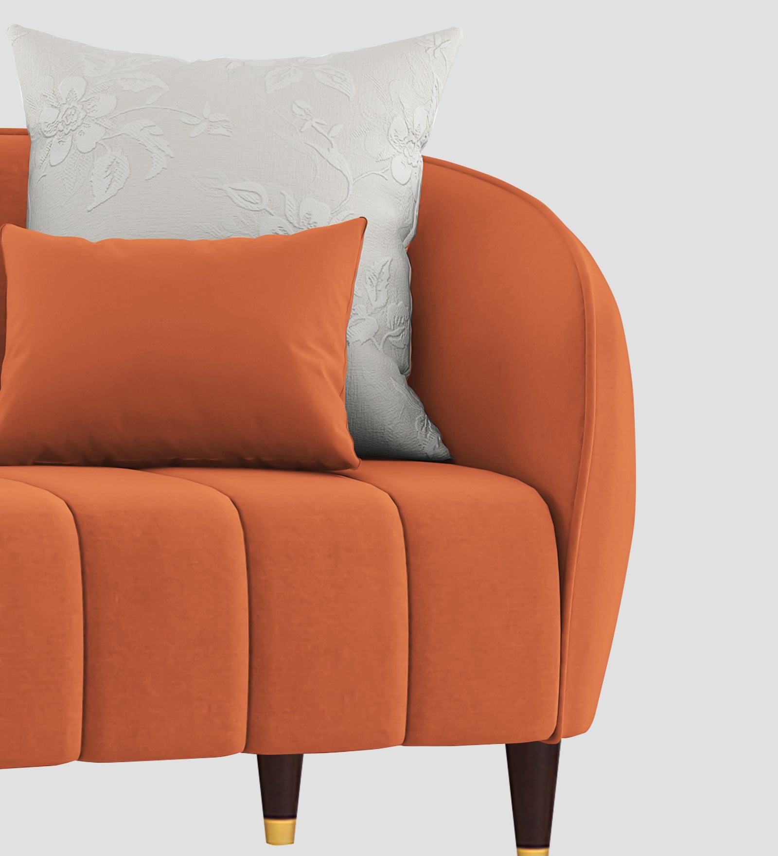 Hairo Velvet 1 Seater Sofa In  Yam Orange Colour - Febonic Living