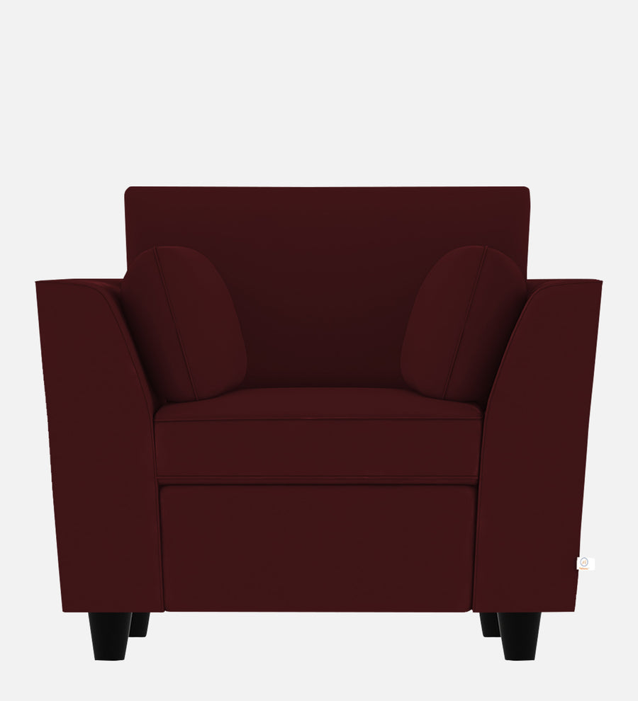 Bristo Velvet 1 Seater Sofa In Blood Maroon Colour With Storage - Febonic Living