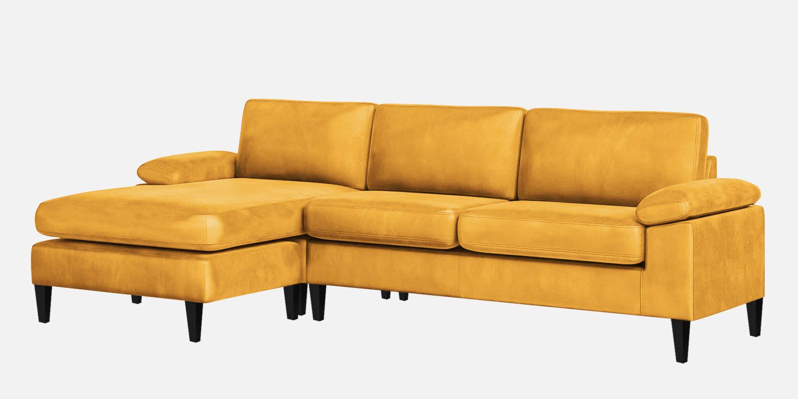 Vegas Velvet RHS Sectional Sofa (3+Lounger) In Turmeric yellow Colour