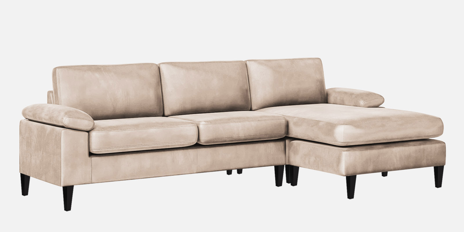 Vegas Velvet LHS Sectional Sofa (3+Lounger) In Camel Beige Colour