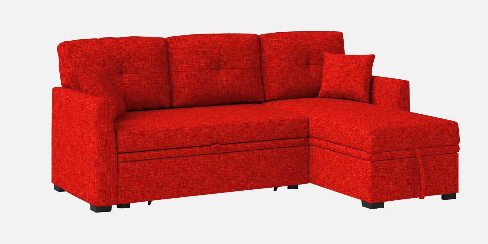 Jody Fabric 3 Seater Pull Out Sofa Cum Bed In Ruby Red Colour