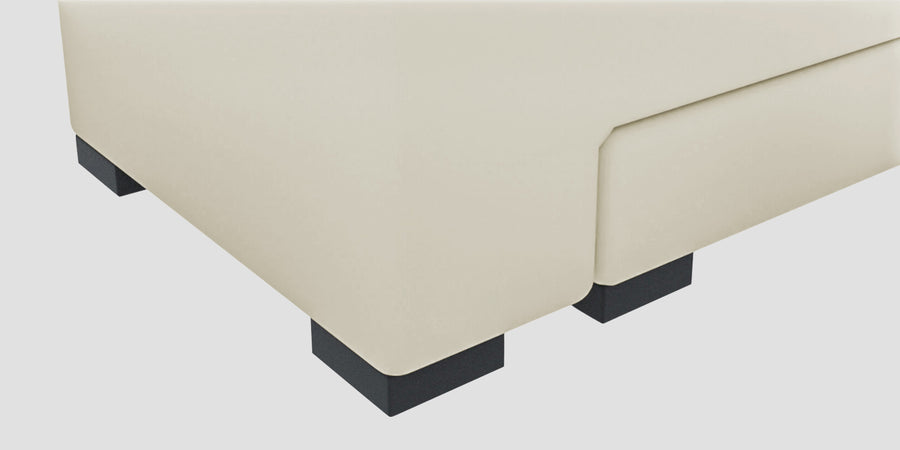 Corby Velvet Lhs 6 Seater Convertible Sofa Cum Bed In Warm White Colour - Febonic Living