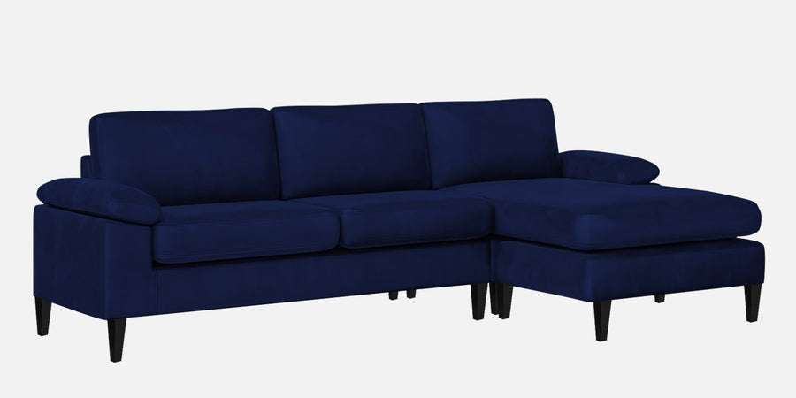 Vegas Velvet Lhs Sectional Sofa 3 Lounger In Imperial Blue Colour - Febonic Living