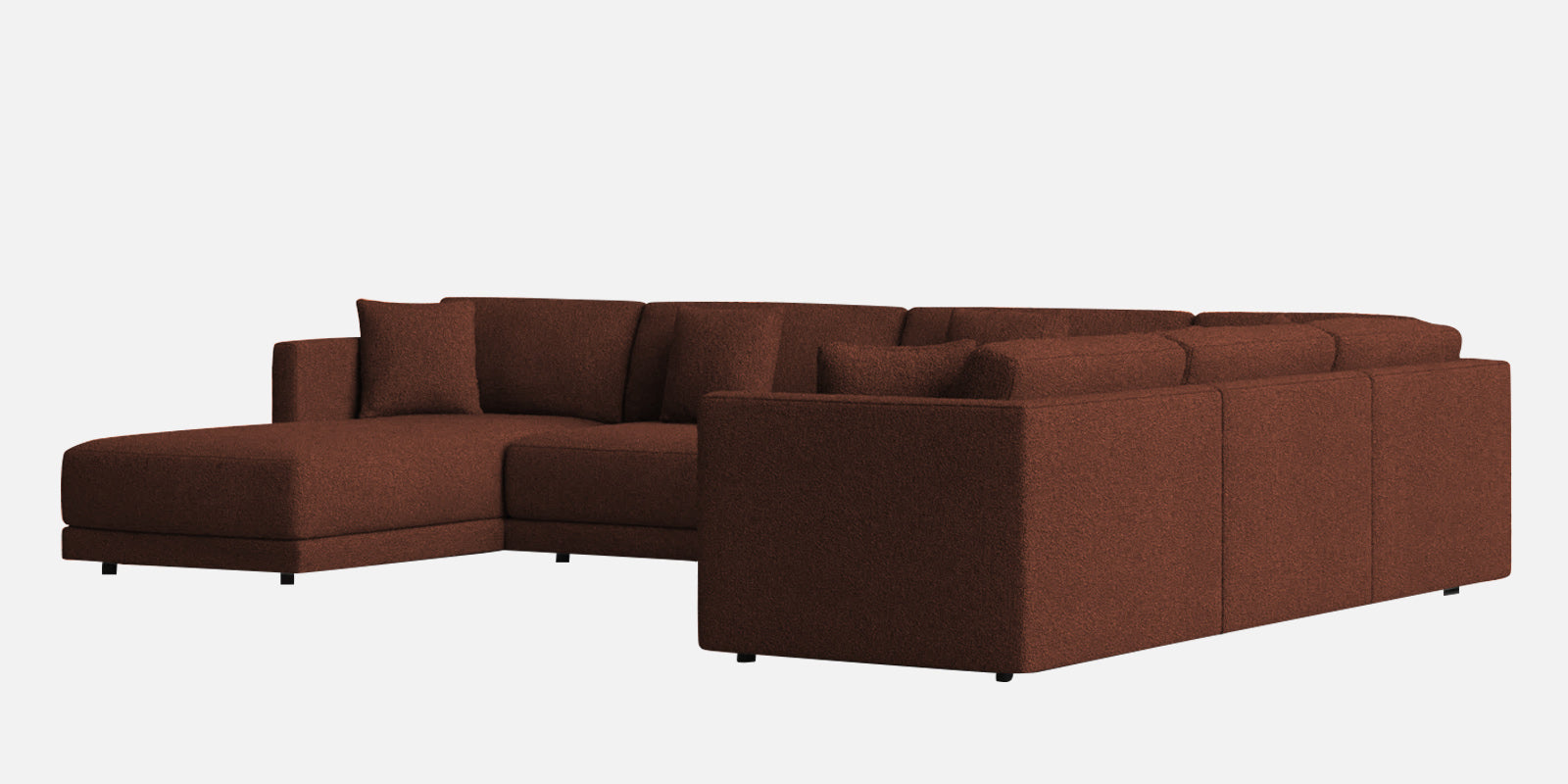 Carlin Fabric RHS 8 Seater Sectional Sofa In Coffee Brown Colour