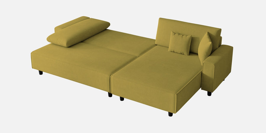 Peach Fabric Lhs 6 Seater Sofa Cum Bed With Storage In Parrot Green Colour - Febonic Living