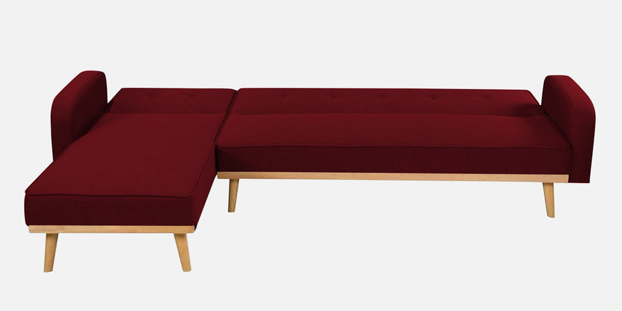 Zuno Fabric Rhs Convertible Sofa Cum Bed In Ruby Red Colour - Febonic Living