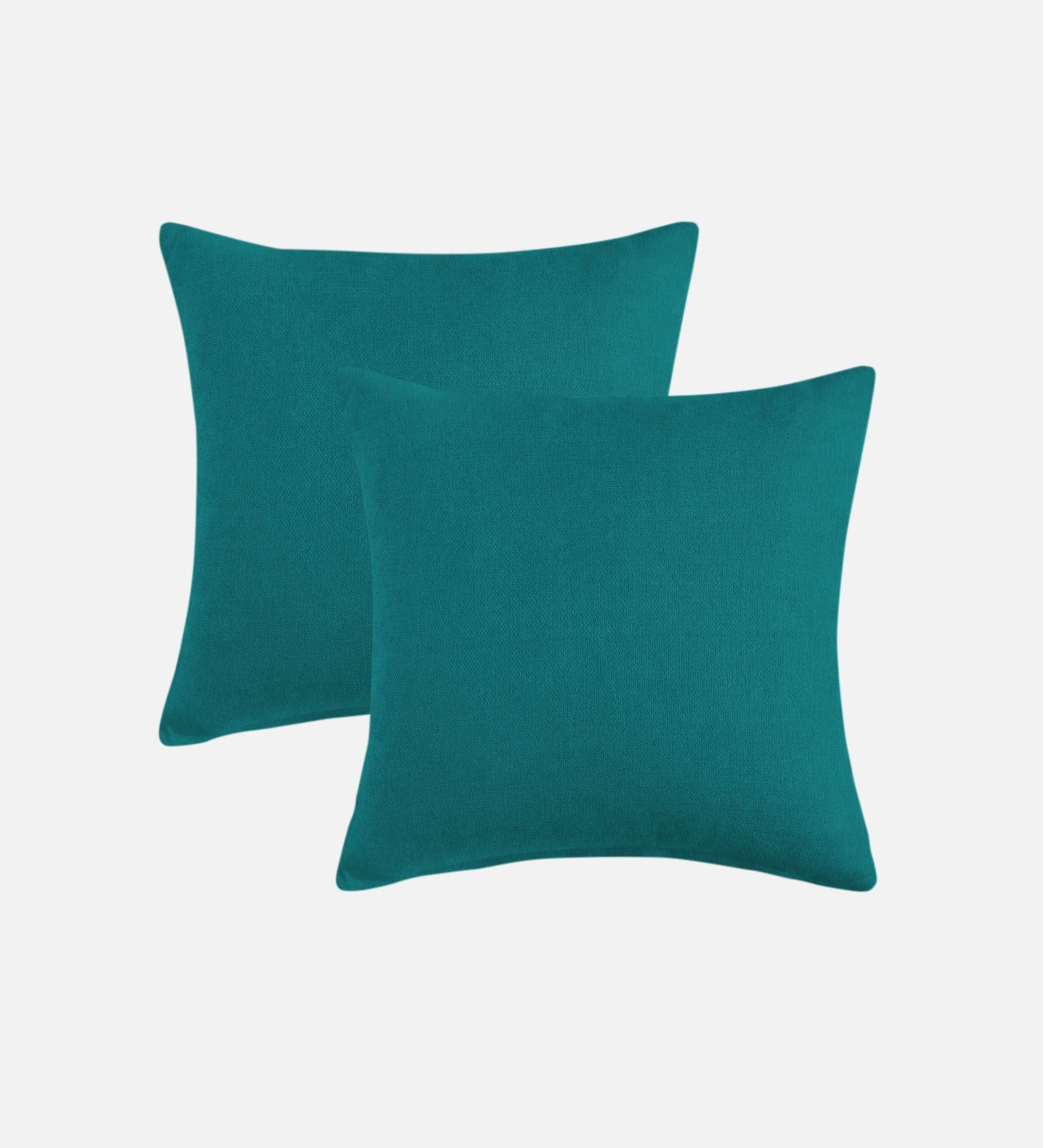 Kaya Fabric Geometric 20x20 inches Cushion + Covers (Pack of 2) In Sea Green Colour